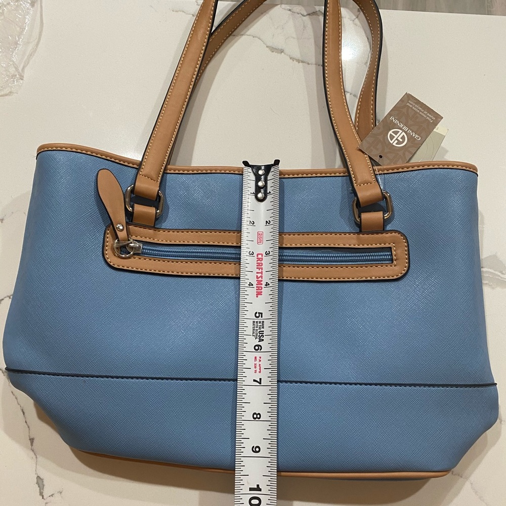 Giani Bernini Saffiano Tote Light Blue Tan NWT - Picture 5 of 16